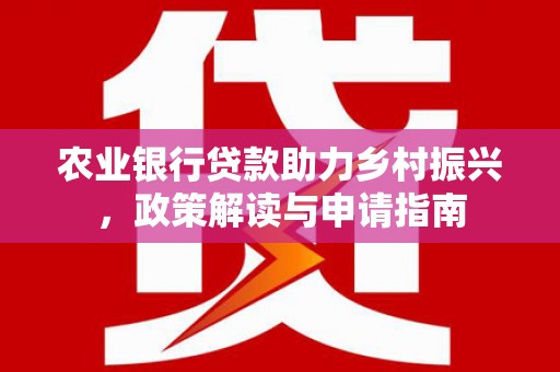 舒城农业银行贷款助力乡村振兴，政策解读与申请指南
