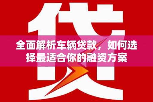 舒城全面解析车辆贷款，如何选择最适合你的融资方案